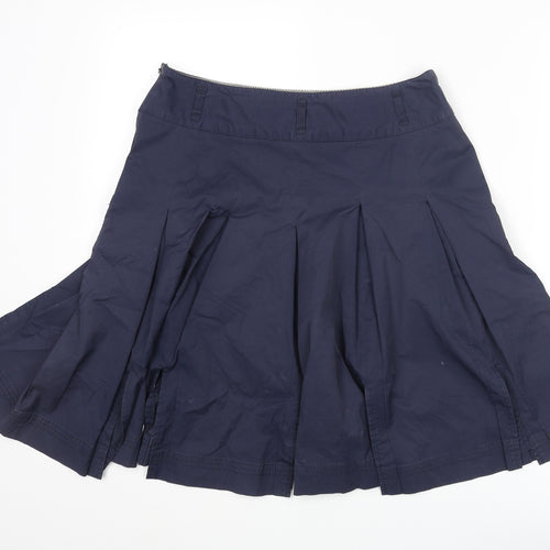 Jasper Conran Womens Blue Cotton Pleated Skirt Size 12 Zip