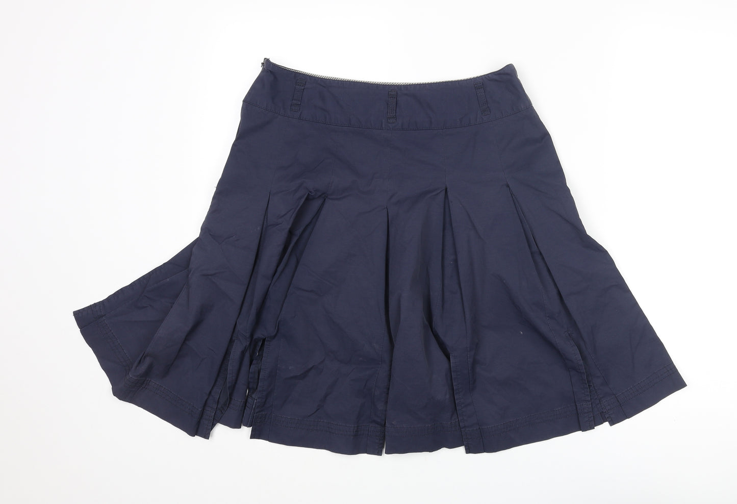 Jasper Conran Womens Blue Cotton Pleated Skirt Size 12 Zip
