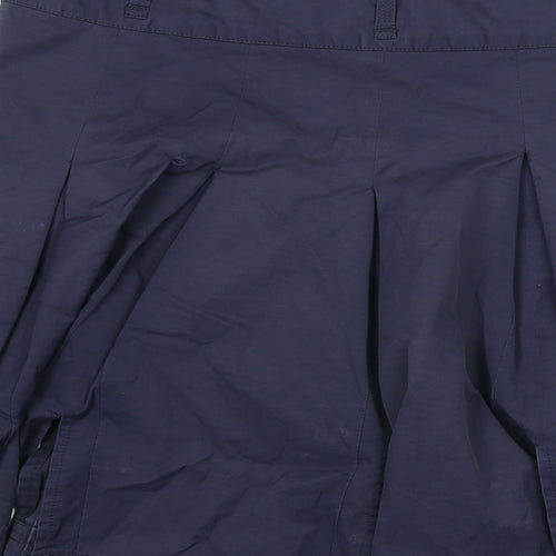 Jasper Conran Womens Blue Cotton Pleated Skirt Size 12 Zip