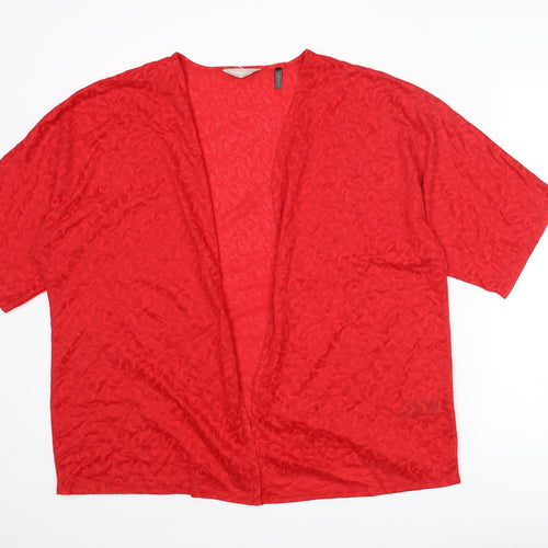 Anthology Womens Red Geometric Polyester Kimono Blouse Size 16 V-Neck