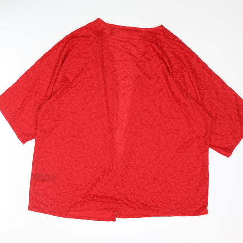 Anthology Womens Red Geometric Polyester Kimono Blouse Size 16 V-Neck