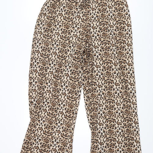 Max Womens Brown Animal Print Polyester Jogger Trousers Size L L28 in Regular Drawstring - Leopard Print