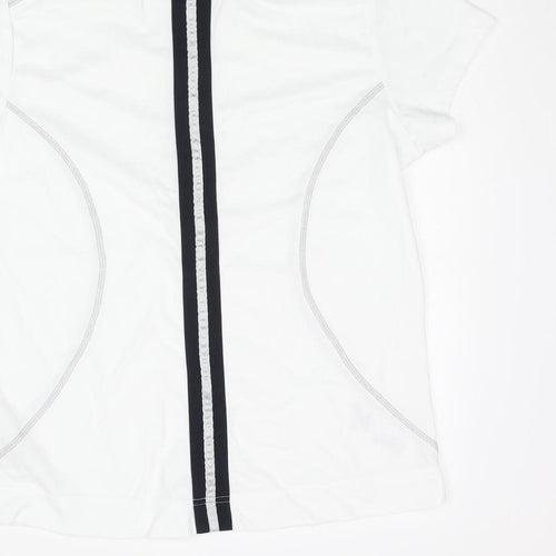 Daily Sports Womens White Polyester Basic T-Shirt Size L Collared Snap