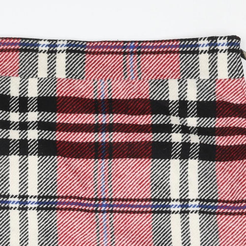 Topshop Womens Red Plaid Polyester A-Line Skirt Size 8 Zip