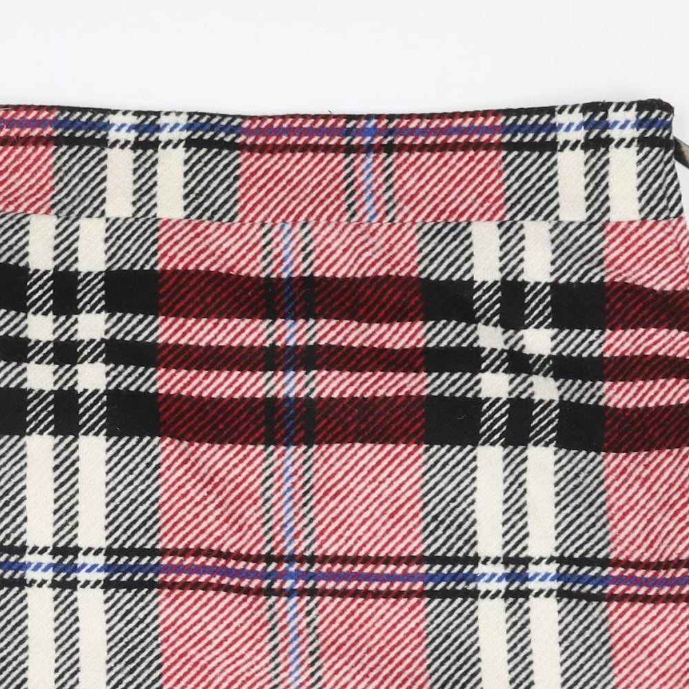 Topshop Womens Red Plaid Polyester A-Line Skirt Size 8 Zip