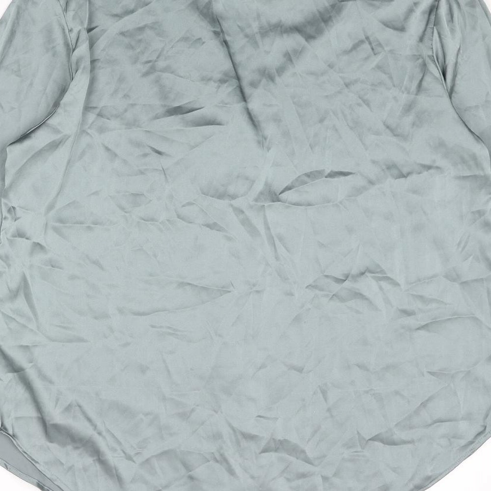 H&M Womens Grey Polyester Basic Button-Up Size S Collared