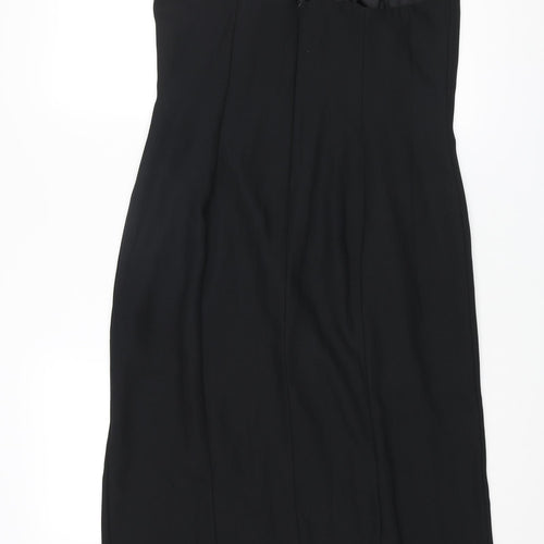 Richards Womens Black Polyester Slip Dress Size 14 Scoop Neck Zip