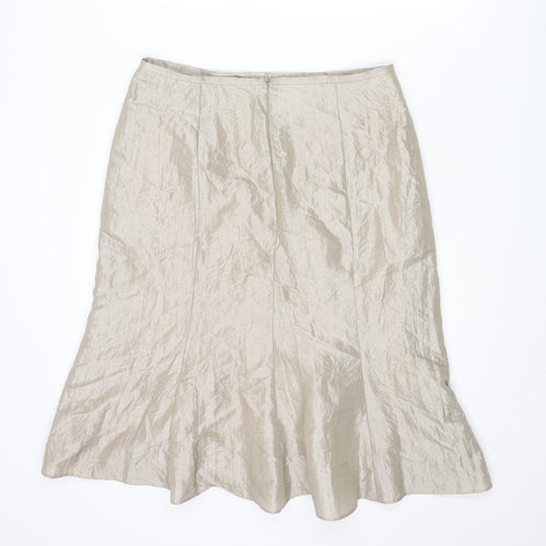 Caroline Charles Womens Beige Polyester Swing Skirt Size 14 Zip