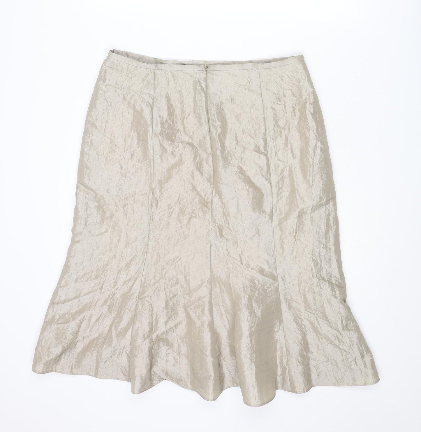 Caroline Charles Womens Beige Polyester Swing Skirt Size 14 Zip