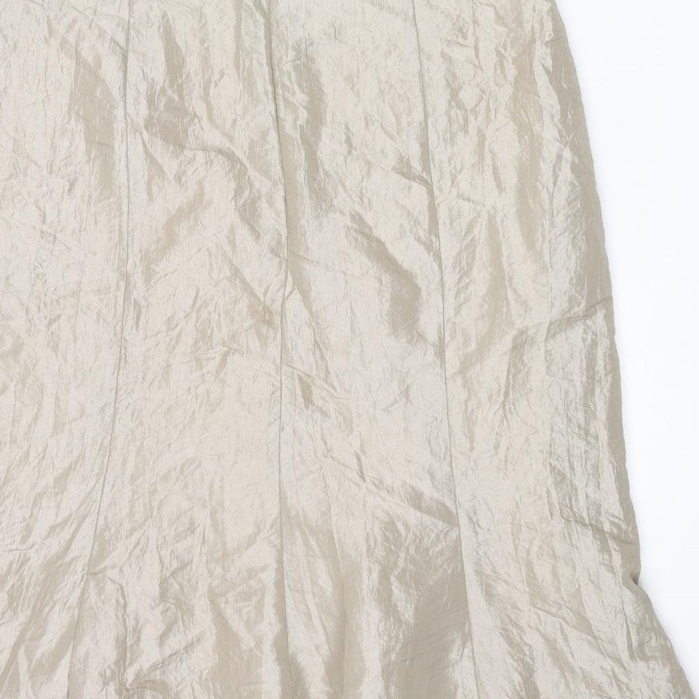 Caroline Charles Womens Beige Polyester Swing Skirt Size 14 Zip