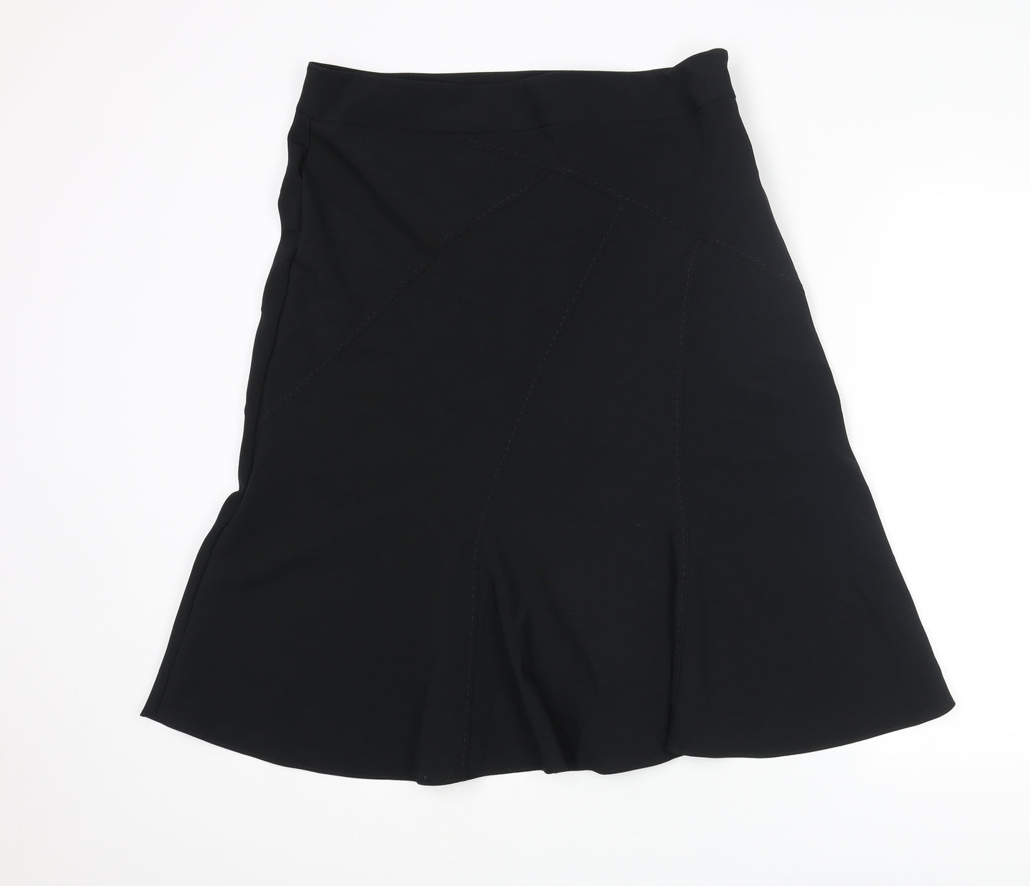 Marks and Spencer Womens Black Polyester Swing Skirt Size 16 Zip