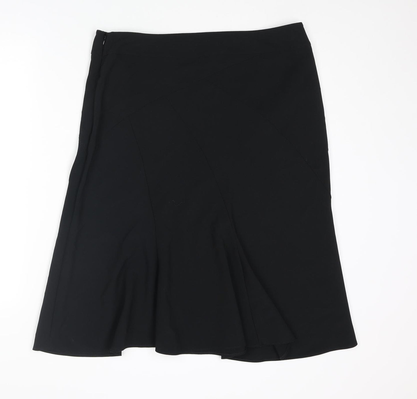 Marks and Spencer Womens Black Polyester Swing Skirt Size 16 Zip