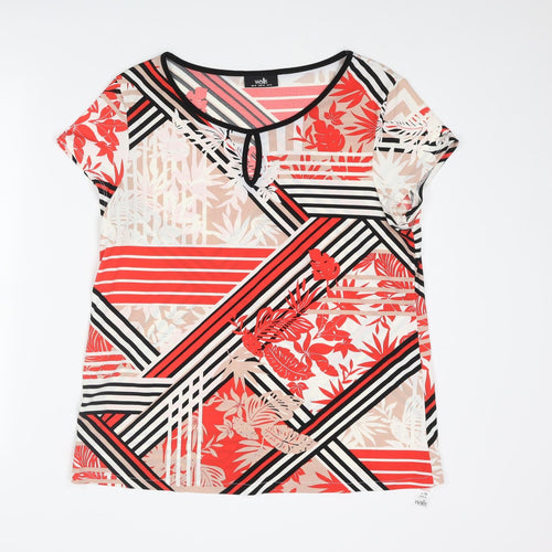 Wallis Womens Multicoloured Geometric Polyester Basic T-Shirt Size 16 Round Neck - Leaf Print