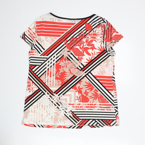 Wallis Womens Multicoloured Geometric Polyester Basic T-Shirt Size 16 Round Neck - Leaf Print