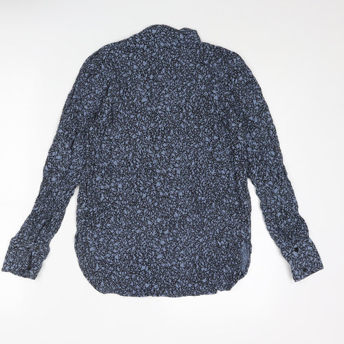 Soaked in Luxury Womens Blue Geometric Viscose Basic Blouse Size XS V-Neck
