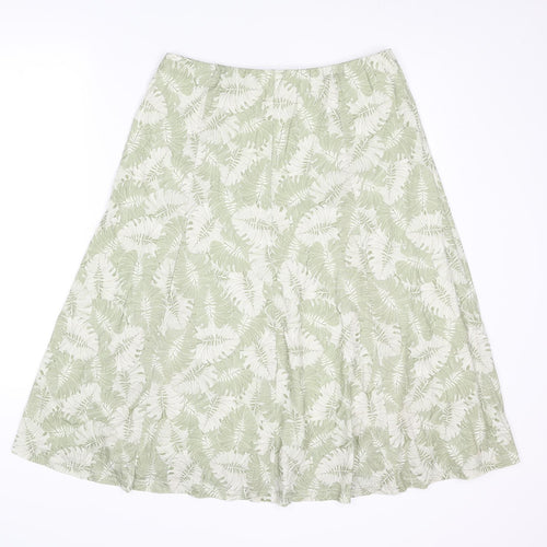 Cotswold Collections Womens Green Geometric Viscose Swing Skirt Size M