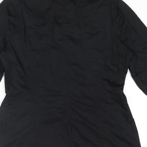 RJR.John Rocha Womens Black Cotton Basic T-Shirt Size 12 Collared - Lace Up Detail