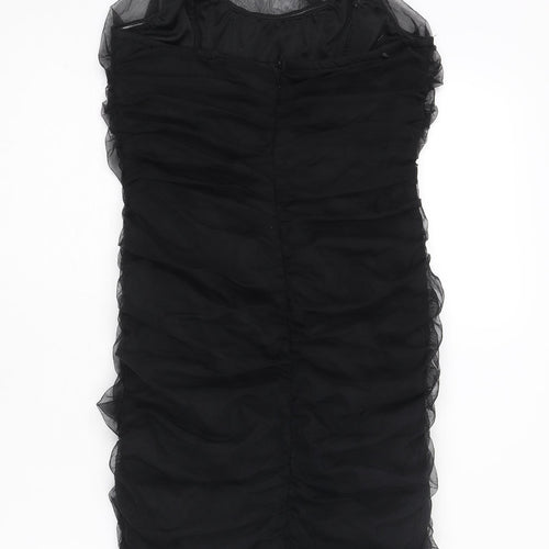 PRETTYLITTLETHING Womens Black Polyester Mini Size 10 Round Neck Zip