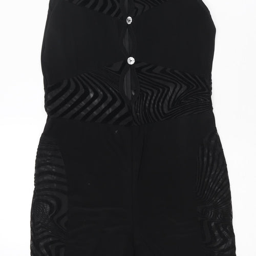 Missy Empire Womens Black Geometric Polyester Playsuit One-Piece Size 12 L7 in Zip