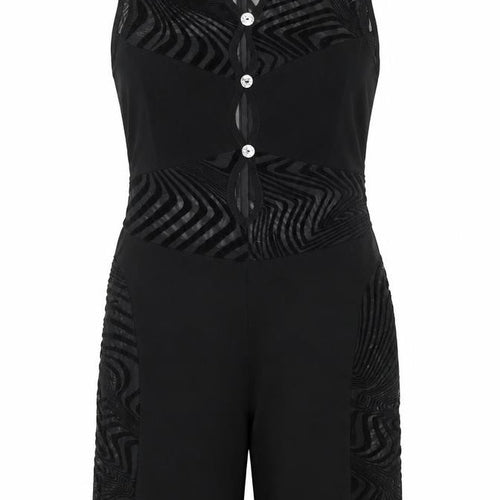 Missy Empire Womens Black Geometric Polyester Playsuit One-Piece Size 12 L7 in Zip