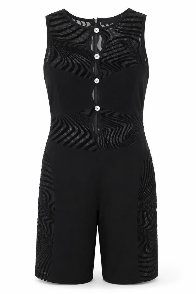 Missy Empire Womens Black Geometric Polyester Playsuit One-Piece Size 12 L7 in Zip