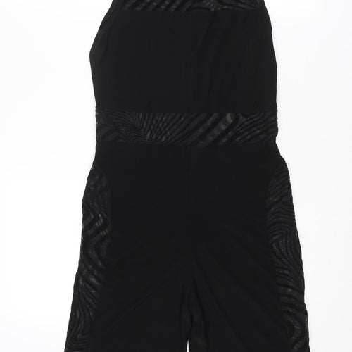 Missy Empire Womens Black Geometric Polyester Playsuit One-Piece Size 12 L7 in Zip