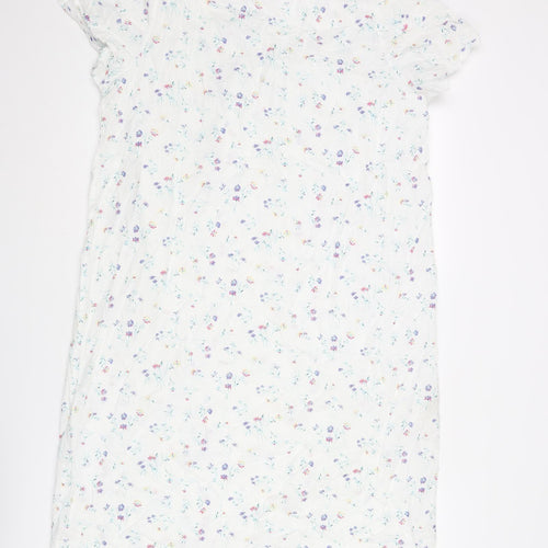 Betsy Womens White Floral Cotton Top Dress Size 12 Button