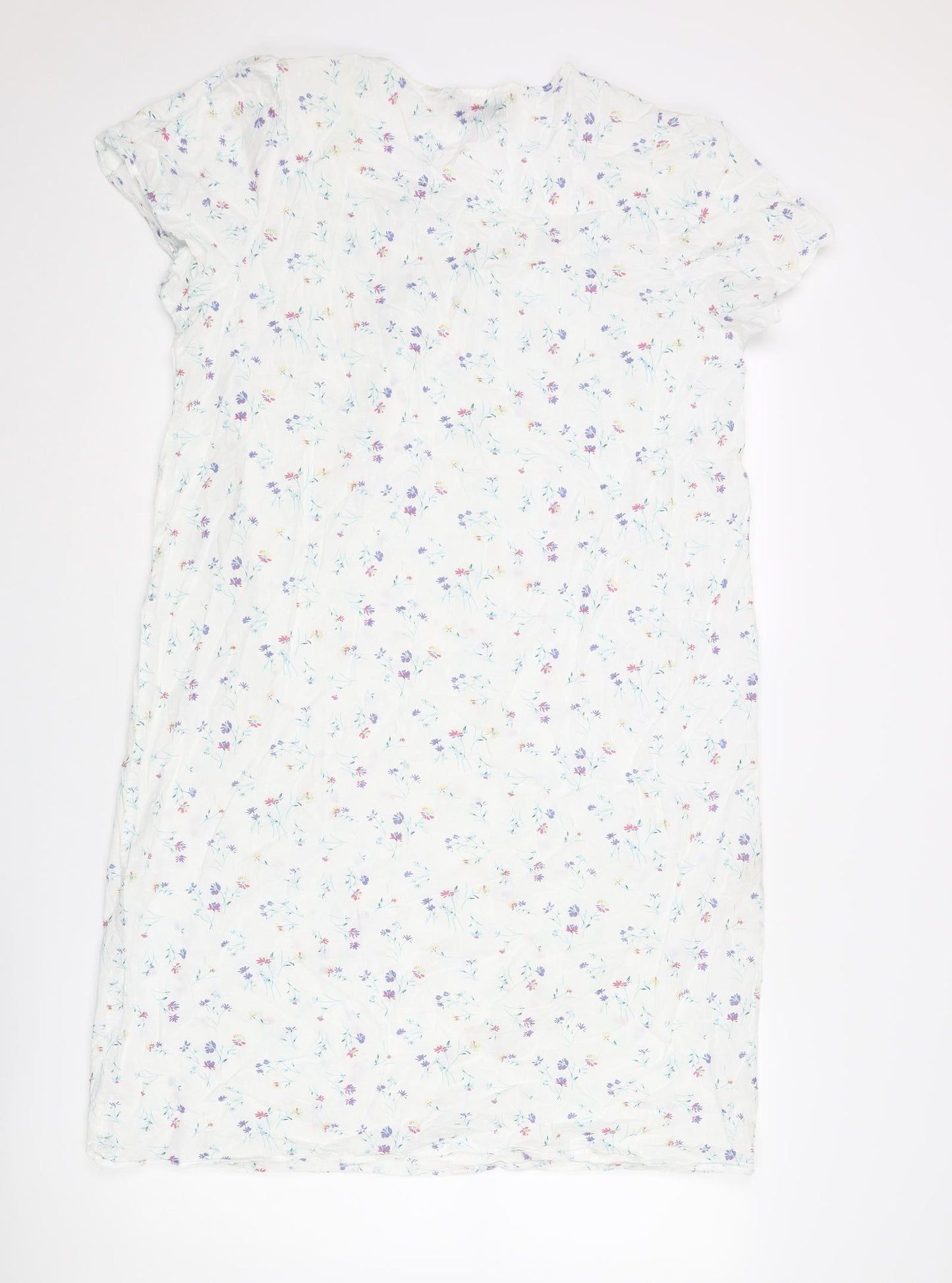 Betsy Womens White Floral Cotton Top Dress Size 12 Button