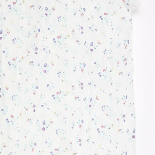 Betsy Womens White Floral Cotton Top Dress Size 12 Button