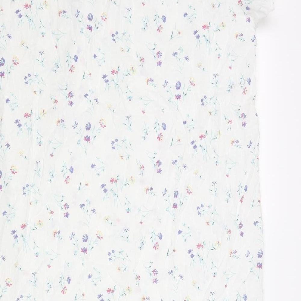 Betsy Womens White Floral Cotton Top Dress Size 12 Button