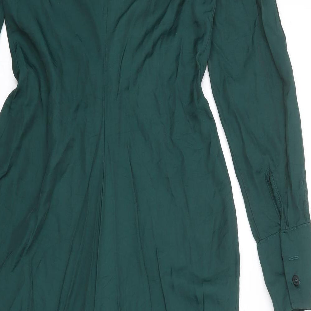 AX Paris Womens Green Polyester Shirt Dress Size 6 Collared Button