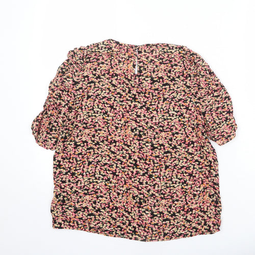 H&M Womens Multicoloured Floral Viscose Basic Blouse Size 10 Round Neck