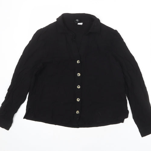 Divided by H&M Womens Black Viscose Basic Button-Up Size 8 Collared