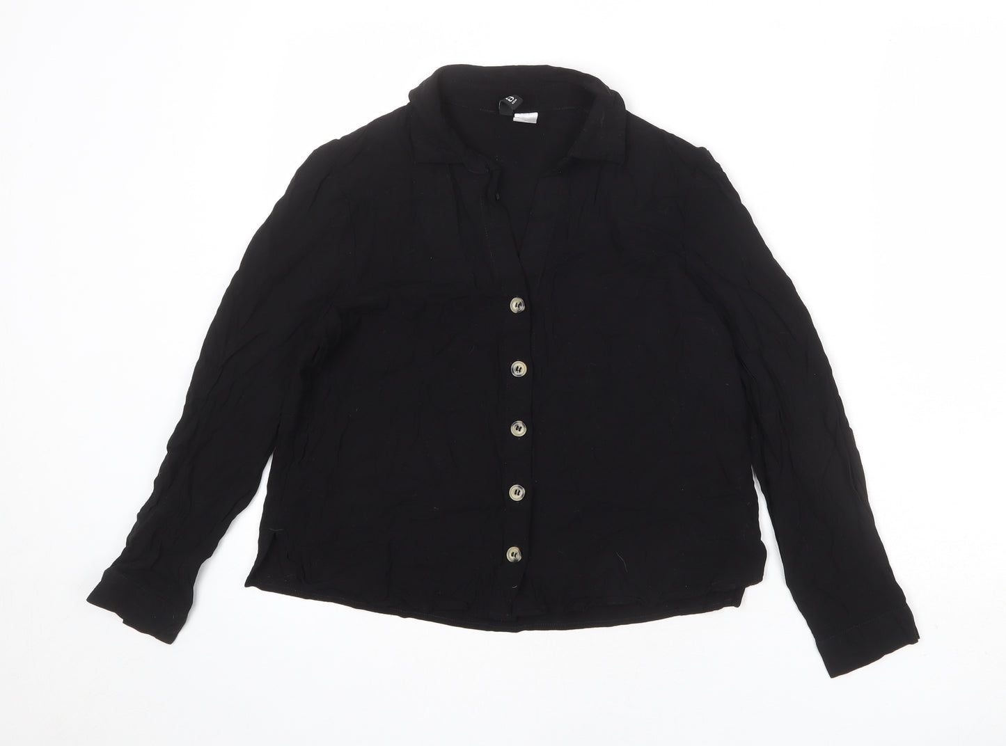 Divided by H&M Womens Black Viscose Basic Button-Up Size 8 Collared