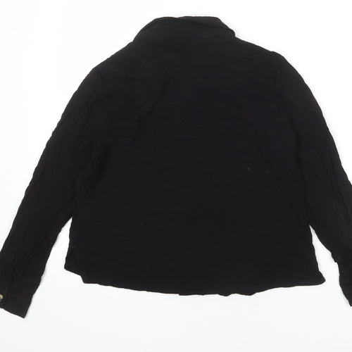 Divided by H&M Womens Black Viscose Basic Button-Up Size 8 Collared