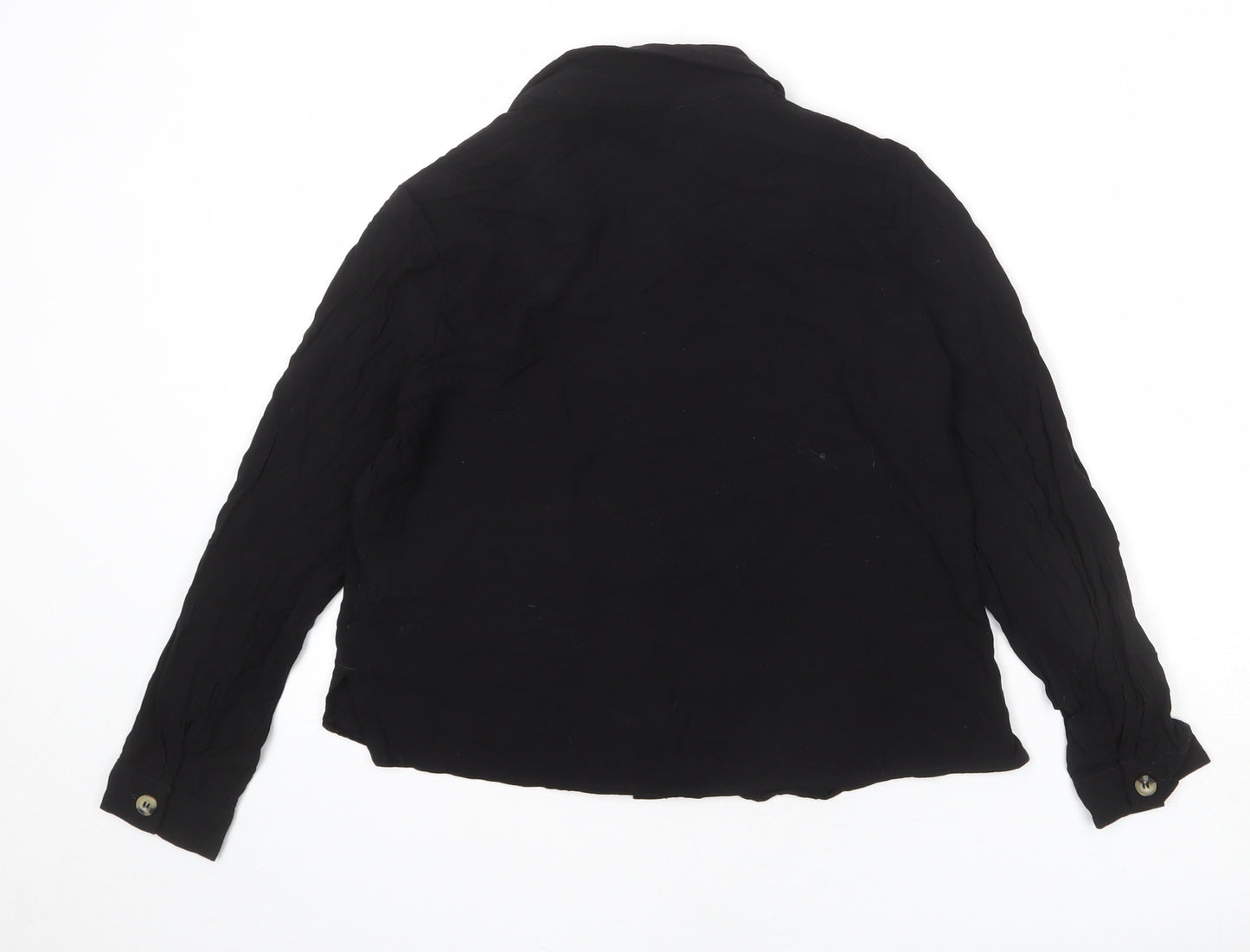 Divided by H&M Womens Black Viscose Basic Button-Up Size 8 Collared