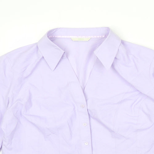 Marks and Spencer Womens Purple Polyester Basic Button-Up Size 16 Collared