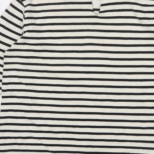 Zara Womens Ivory Collared Striped Acrylic Pullover Jumper Size L