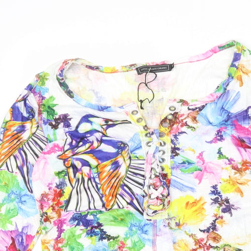 Critical Mass Creates Womens Multicoloured Geometric Polyester Basic Blouse Size 12 V-Neck