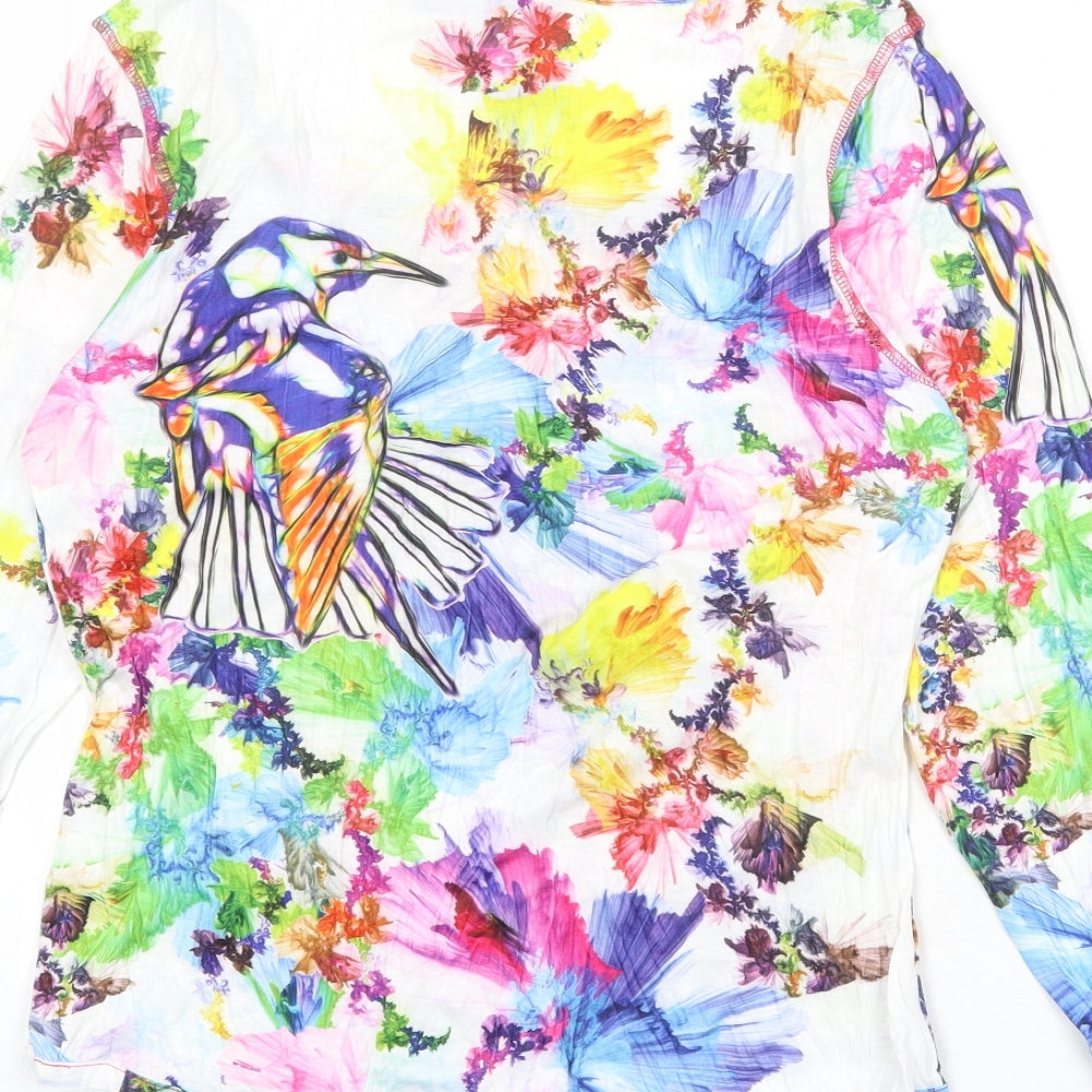 Critical Mass Creates Womens Multicoloured Geometric Polyester Basic Blouse Size 12 V-Neck