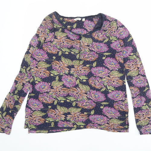 Fat Face Womens Multicoloured Floral Viscose Basic Blouse Size 12 Round Neck