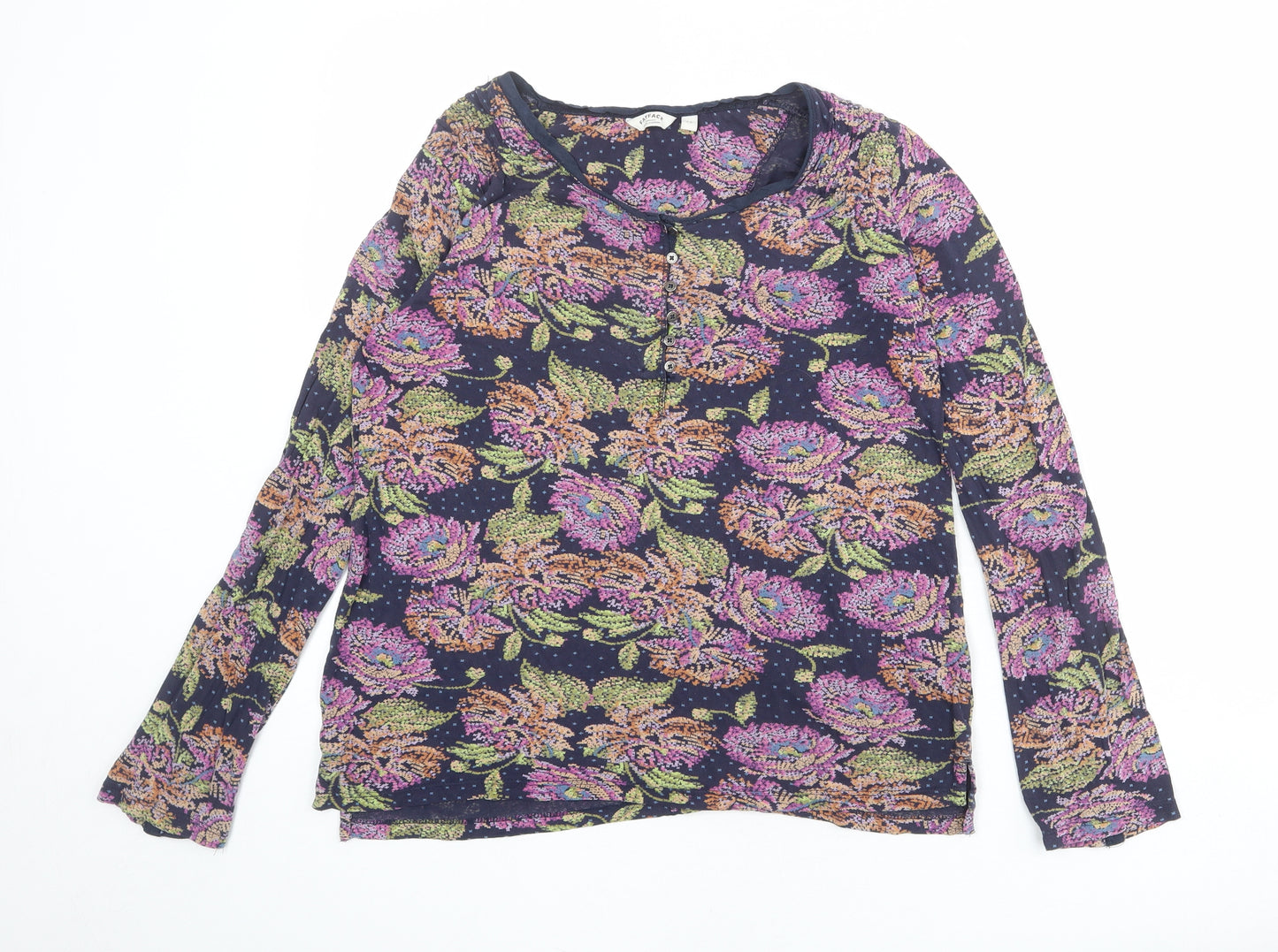 Fat Face Womens Multicoloured Floral Viscose Basic Blouse Size 12 Round Neck