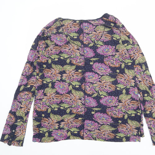 Fat Face Womens Multicoloured Floral Viscose Basic Blouse Size 12 Round Neck