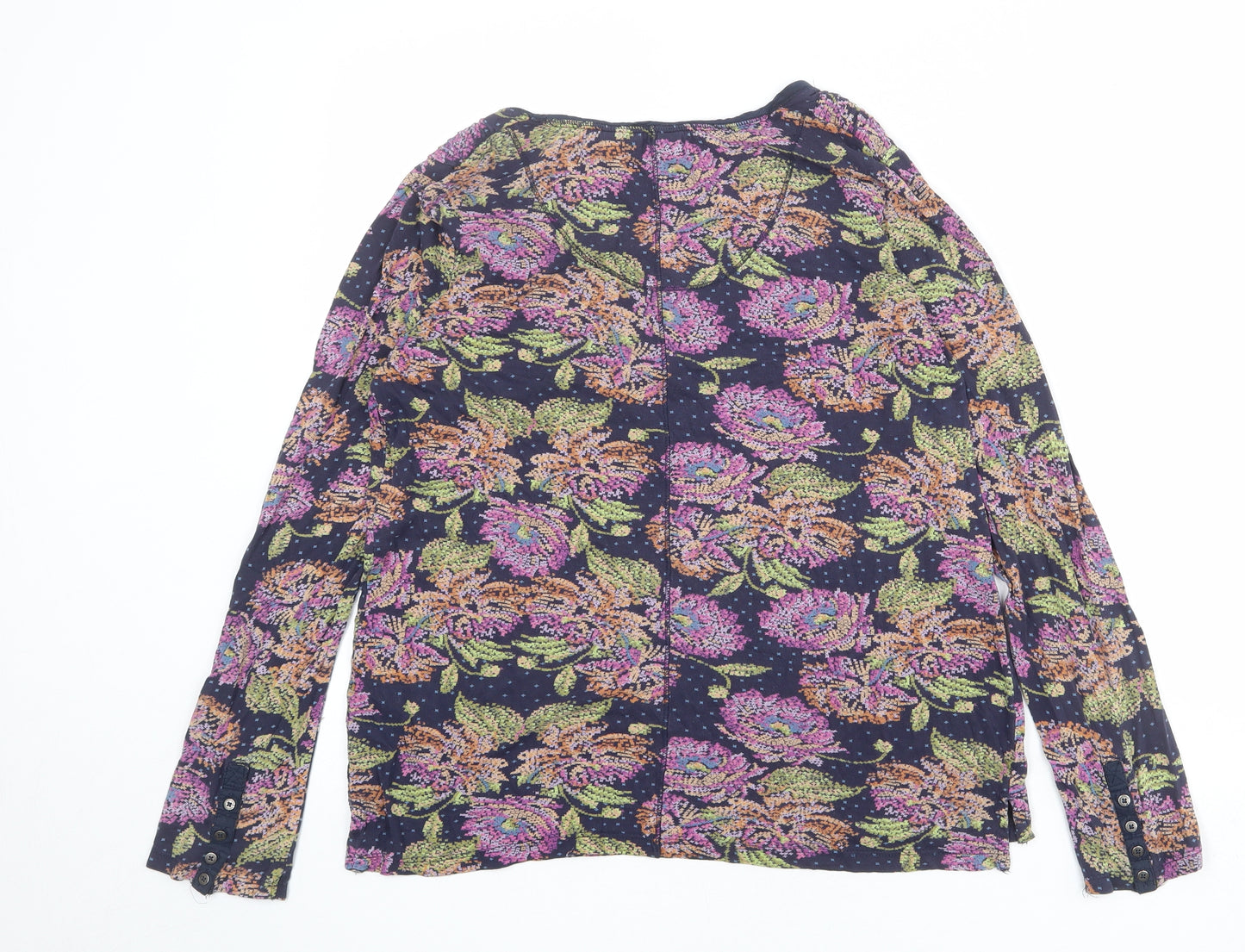 Fat Face Womens Multicoloured Floral Viscose Basic Blouse Size 12 Round Neck