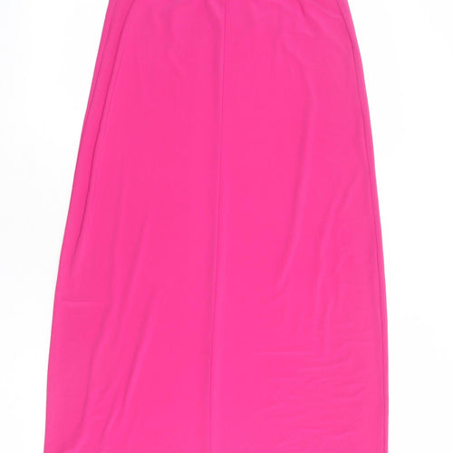 Zara Womens Pink Polyester Slip Dress Size S Scoop Neck Pullover
