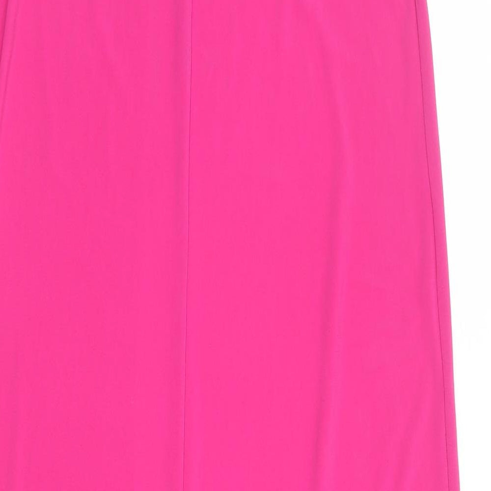 Zara Womens Pink Polyester Slip Dress Size S Scoop Neck Pullover