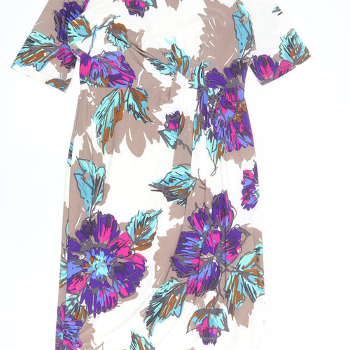 Alex & Co Womens Multicoloured Floral Polyester Sheath Size 12 Boat Neck Pullover