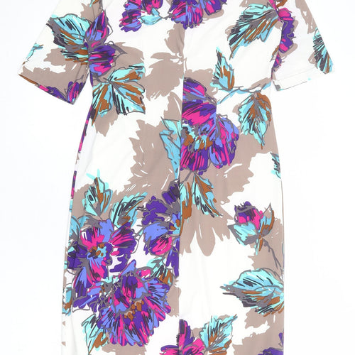 Alex & Co Womens Multicoloured Floral Polyester Sheath Size 12 Boat Neck Pullover