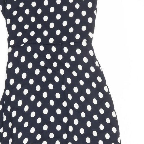Phase Eight Womens Blue Polka Dot Viscose Wrap Dress Size 12 V-Neck Tie