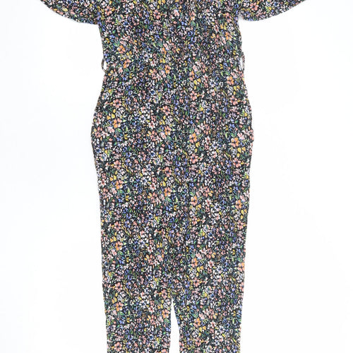 M&Co Womens Multicoloured Floral Polyester Jumpsuit One-Piece Size 8 L23 in Button
